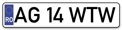 Placuta inmatriculare numar auto  AG-14-WTW, AG 14 WTW, AG14WTW
