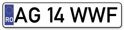 Placuta inmatriculare numar auto  AG-14-WWF, AG 14 WWF, AG14WWF