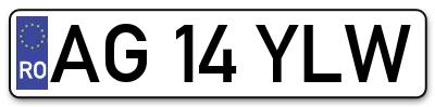 Placuta inmatriculare numar auto  AG-14-YLW, AG 14 YLW, AG14YLW