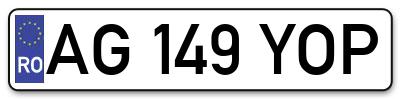 Placuta inmatriculare numar auto  AG-149-YOP, AG 149 YOP, AG149YOP