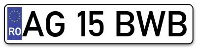 Placuta inmatriculare numar auto  AG-15-BWB, AG 15 BWB, AG15BWB