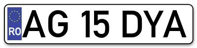Placuta inmatriculare numar auto  AG-15-DYA, AG 15 DYA, AG15DYA