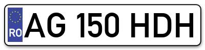 Placuta inmatriculare numar auto  AG-150-HDH, AG 150 HDH, AG150HDH