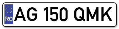 Placuta inmatriculare numar auto  AG-150-QMK, AG 150 QMK, AG150QMK