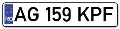 Placuta inmatriculare numar auto  AG-159-KPF, AG 159 KPF, AG159KPF