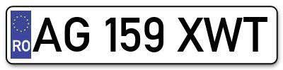 Placuta inmatriculare numar auto  AG-159-XWT, AG 159 XWT, AG159XWT