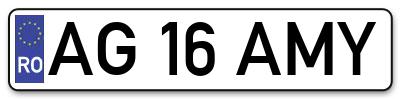 Placuta inmatriculare numar auto  AG-16-AMY, AG 16 AMY, AG16AMY