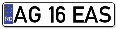 Placuta inmatriculare numar auto  AG-16-EAS, AG 16 EAS, AG16EAS
