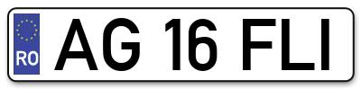 Placuta inmatriculare numar auto  AG-16-FLI, AG 16 FLI, AG16FLI