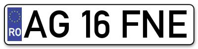 Placuta inmatriculare numar auto  AG-16-FNE, AG 16 FNE, AG16FNE