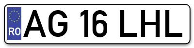 Placuta inmatriculare numar auto  AG-16-LHL, AG 16 LHL, AG16LHL