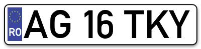 Placuta inmatriculare numar auto  AG-16-TKY, AG 16 TKY, AG16TKY