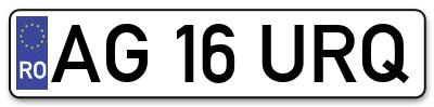 Placuta inmatriculare numar auto  AG-16-URQ, AG 16 URQ, AG16URQ