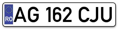 Placuta inmatriculare numar auto  AG-162-CJU, AG 162 CJU, AG162CJU