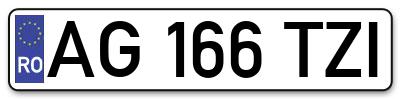 Placuta inmatriculare numar auto  AG-166-TZI, AG 166 TZI, AG166TZI