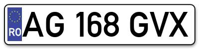 Placuta inmatriculare numar auto  AG-168-GVX, AG 168 GVX, AG168GVX