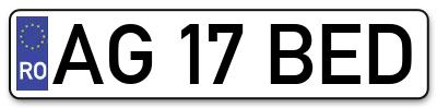 Placuta inmatriculare numar auto  AG-17-BED, AG 17 BED, AG17BED