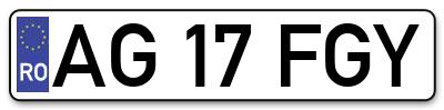 Placuta inmatriculare numar auto  AG-17-FGY, AG 17 FGY, AG17FGY