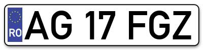Placuta inmatriculare numar auto  AG-17-FGZ, AG 17 FGZ, AG17FGZ
