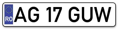 Placuta inmatriculare numar auto  AG-17-GUW, AG 17 GUW, AG17GUW