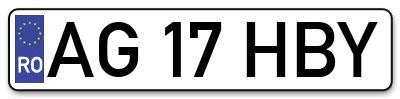 Placuta inmatriculare numar auto  AG-17-HBY, AG 17 HBY, AG17HBY