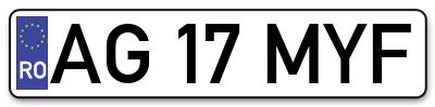 Placuta inmatriculare numar auto  AG-17-MYF, AG 17 MYF, AG17MYF