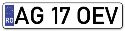 Placuta inmatriculare numar auto  AG-17-OEV, AG 17 OEV, AG17OEV
