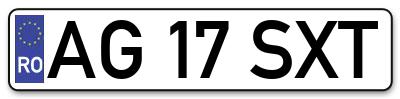 Placuta inmatriculare numar auto  AG-17-SXT, AG 17 SXT, AG17SXT