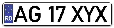Placuta inmatriculare numar auto  AG-17-XYX, AG 17 XYX, AG17XYX