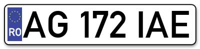 Placuta inmatriculare numar auto  AG-172-IAE, AG 172 IAE, AG172IAE