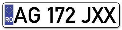 Placuta inmatriculare numar auto  AG-172-JXX, AG 172 JXX, AG172JXX