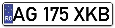 Placuta inmatriculare numar auto  AG-175-XKB, AG 175 XKB, AG175XKB
