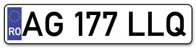 Placuta inmatriculare numar auto  AG-177-LLQ, AG 177 LLQ, AG177LLQ