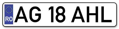 Placuta inmatriculare numar auto  AG-18-AHL, AG 18 AHL, AG18AHL