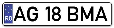 Placuta inmatriculare numar auto  AG-18-BMA, AG 18 BMA, AG18BMA