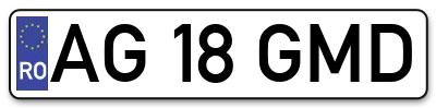 Placuta inmatriculare numar auto  AG-18-GMD, AG 18 GMD, AG18GMD