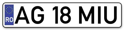 Placuta inmatriculare numar auto  AG-18-MIU, AG 18 MIU, AG18MIU