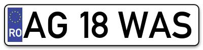 Placuta inmatriculare numar auto  AG-18-WAS, AG 18 WAS, AG18WAS