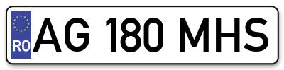 Placuta inmatriculare numar auto  AG-180-MHS, AG 180 MHS, AG180MHS