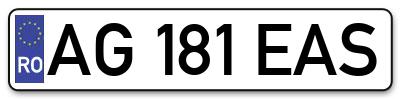 Placuta inmatriculare numar auto  AG-181-EAS, AG 181 EAS, AG181EAS