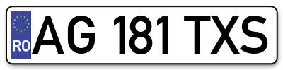 Placuta inmatriculare numar auto  AG-181-TXS, AG 181 TXS, AG181TXS