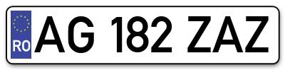 Placuta inmatriculare numar auto  AG-182-ZAZ, AG 182 ZAZ, AG182ZAZ
