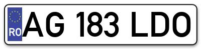 Placuta inmatriculare numar auto  AG-183-LDO, AG 183 LDO, AG183LDO