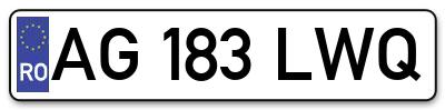 Placuta inmatriculare numar auto  AG-183-LWQ, AG 183 LWQ, AG183LWQ
