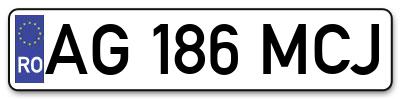 Placuta inmatriculare numar auto  AG-186-MCJ, AG 186 MCJ, AG186MCJ