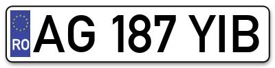 Placuta inmatriculare numar auto  AG-187-YIB, AG 187 YIB, AG187YIB