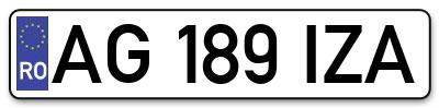 Placuta inmatriculare numar auto  AG-189-IZA, AG 189 IZA, AG189IZA