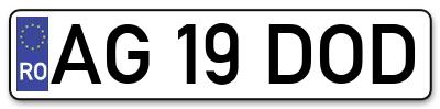 Placuta inmatriculare numar auto  AG-19-DOD, AG 19 DOD, AG19DOD