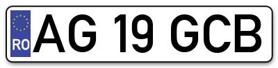 Placuta inmatriculare numar auto  AG-19-GCB, AG 19 GCB, AG19GCB