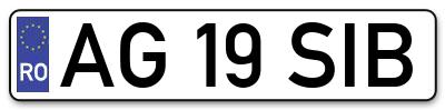 Placuta inmatriculare numar auto  AG-19-SIB, AG 19 SIB, AG19SIB
